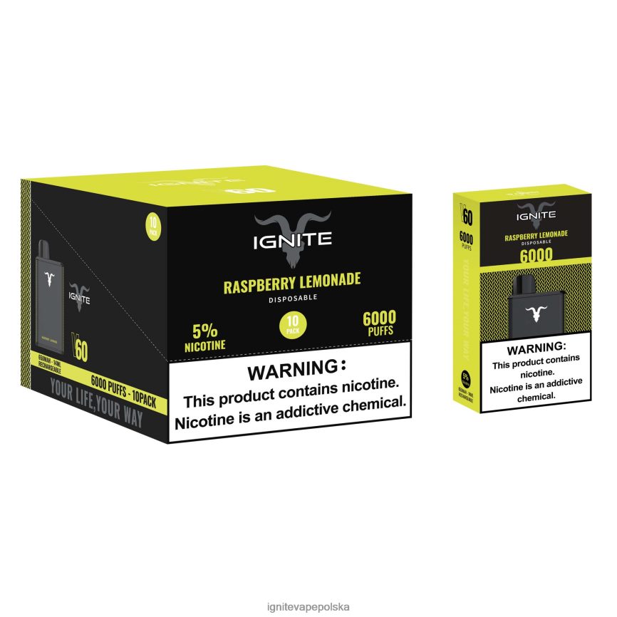 Ignite Vape Flavors | IGNITE V60 vape pen 10 szt Malinowa lemoniada 0648NZ23